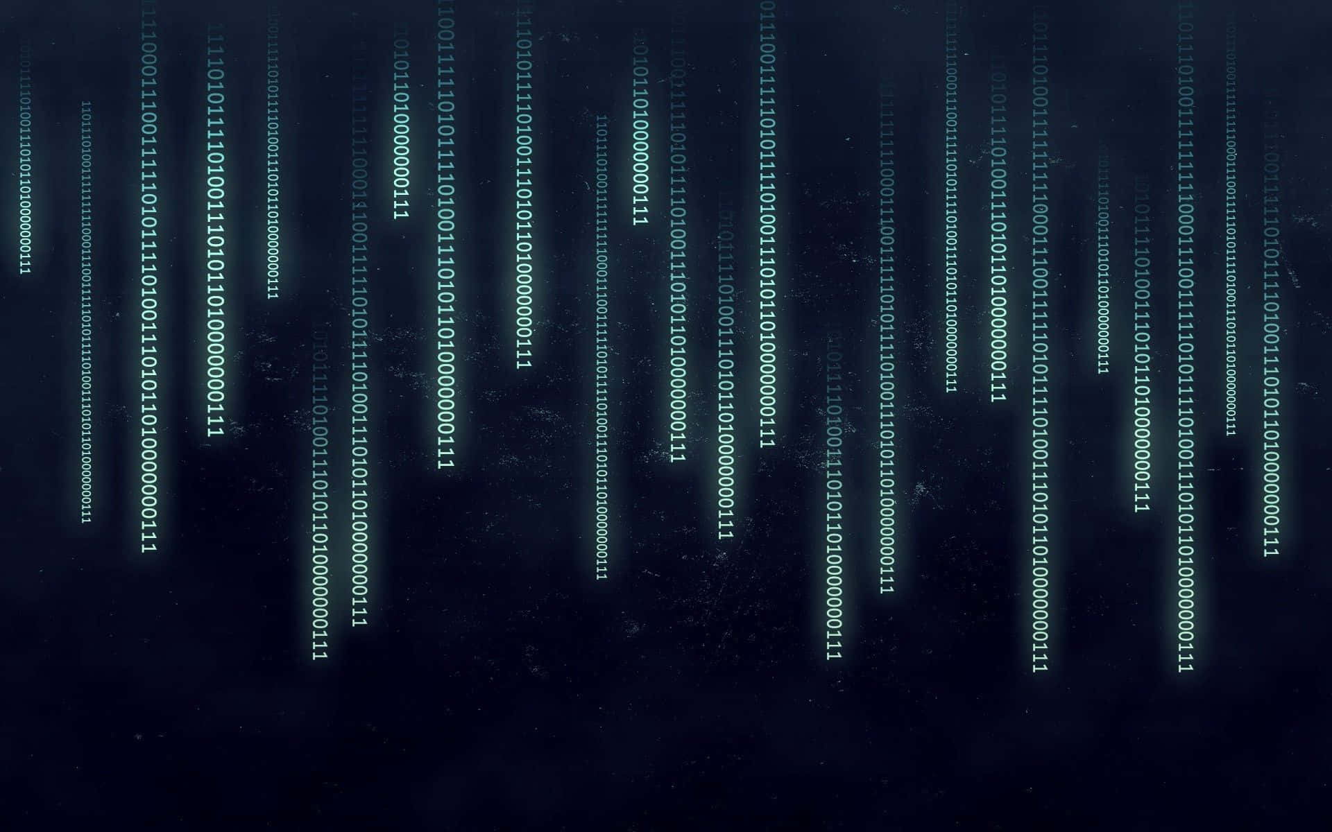 Programming 桌布 壁紙 — 發光的二進制代碼垂直流在深色紋理數位背景上漂浮。