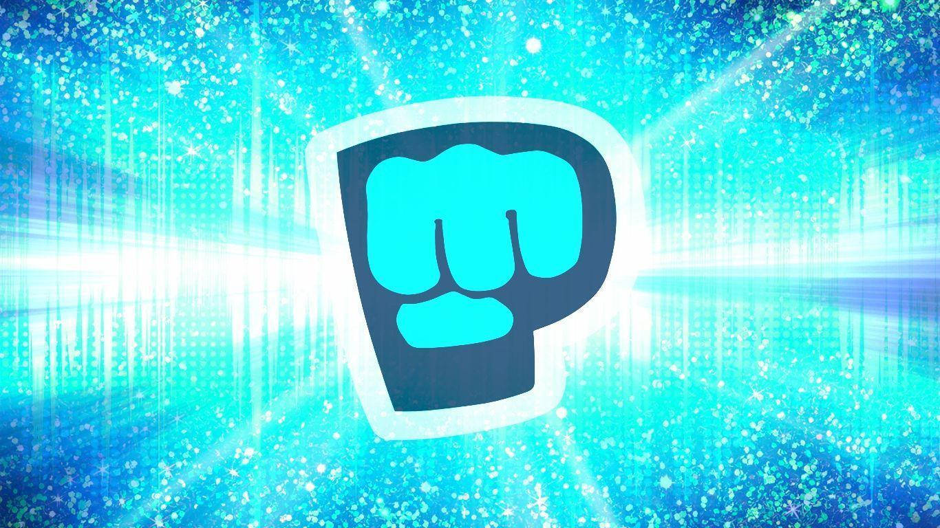 PewDiePie 桌布 壁紙 — 發光的拳頭標誌在帶有光線條紋的閃爍數位背景上散發出明亮的藍色能量。