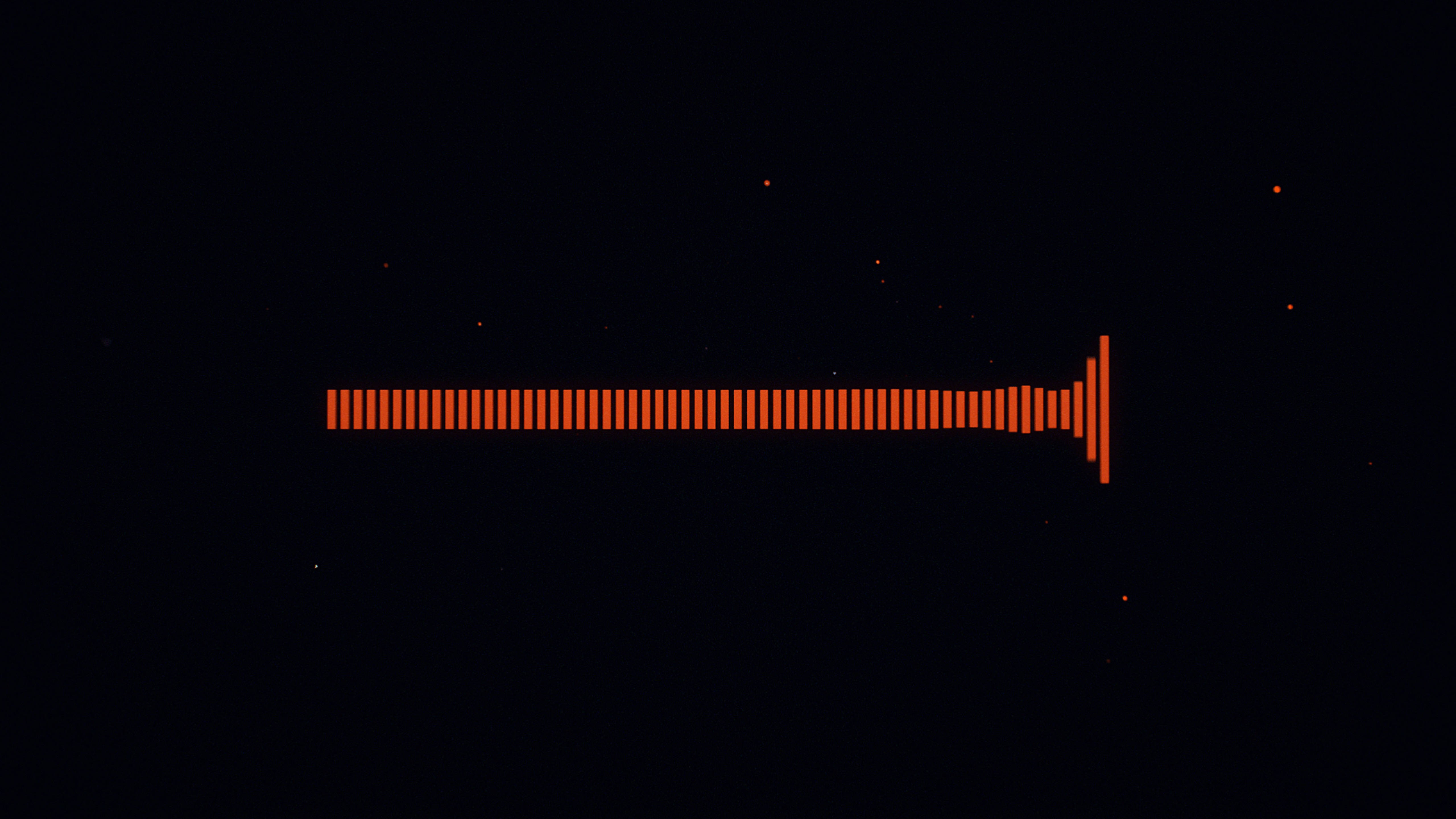 Soundcloud 桌布 壁紙 — 發光的橙色數位音頻波形在佈滿星星的黑色虛空中脈動，如同宇宙的心跳。