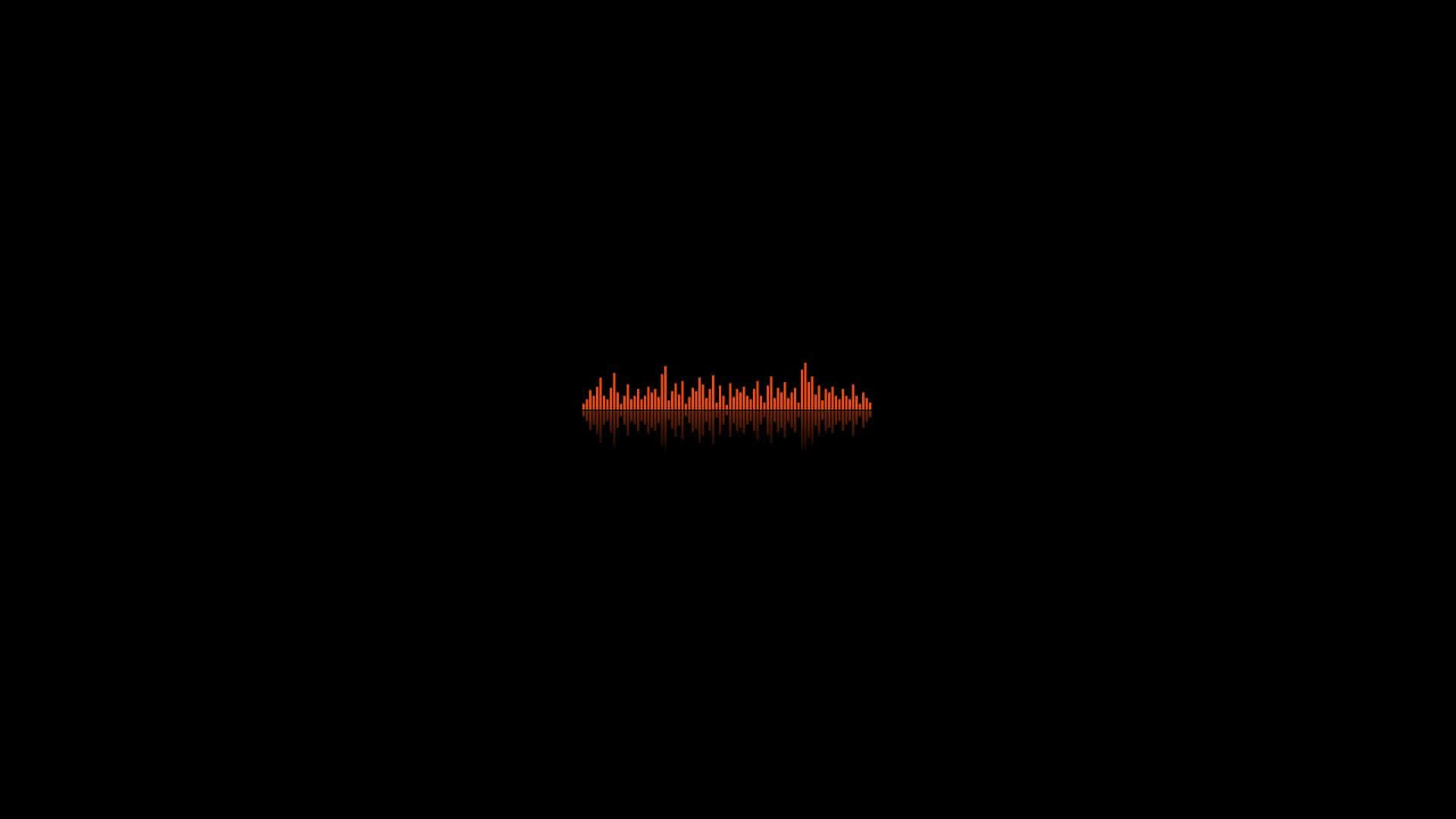 Dark Orange 桌布 壁紙 — 發光的橙色音頻波形在純黑色背景上脈動。