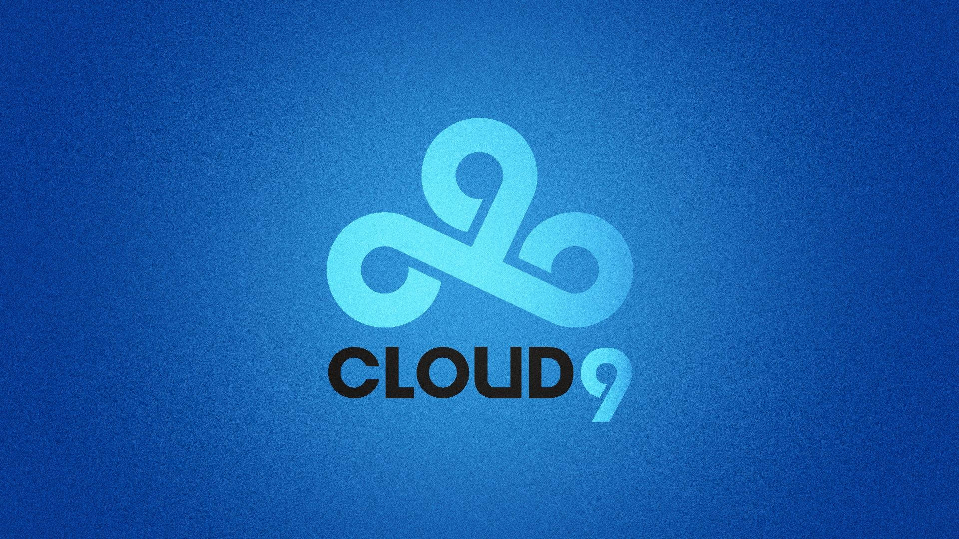 Cloud9 桌布 壁紙 — 發光的淺藍色Cloud9標誌居中放置在帶有細微漸變的紋理深藍色背景上。