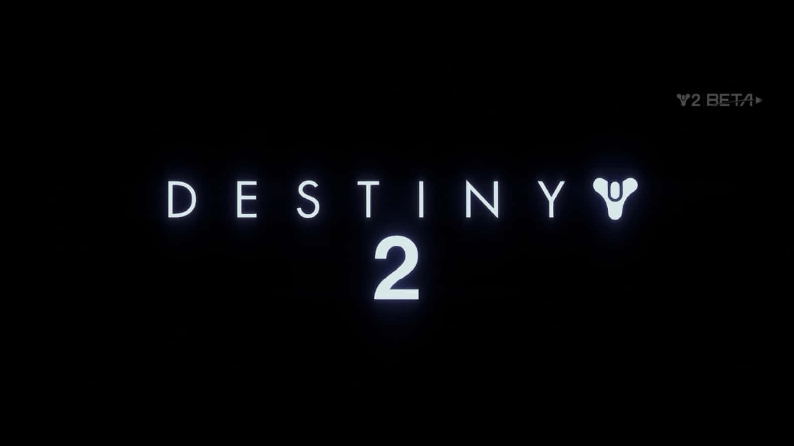 桌布 壁紙 — 發光的白色「DESTINY 2」標誌，中心帶有風格化的V符號，置於純黑色背景上。