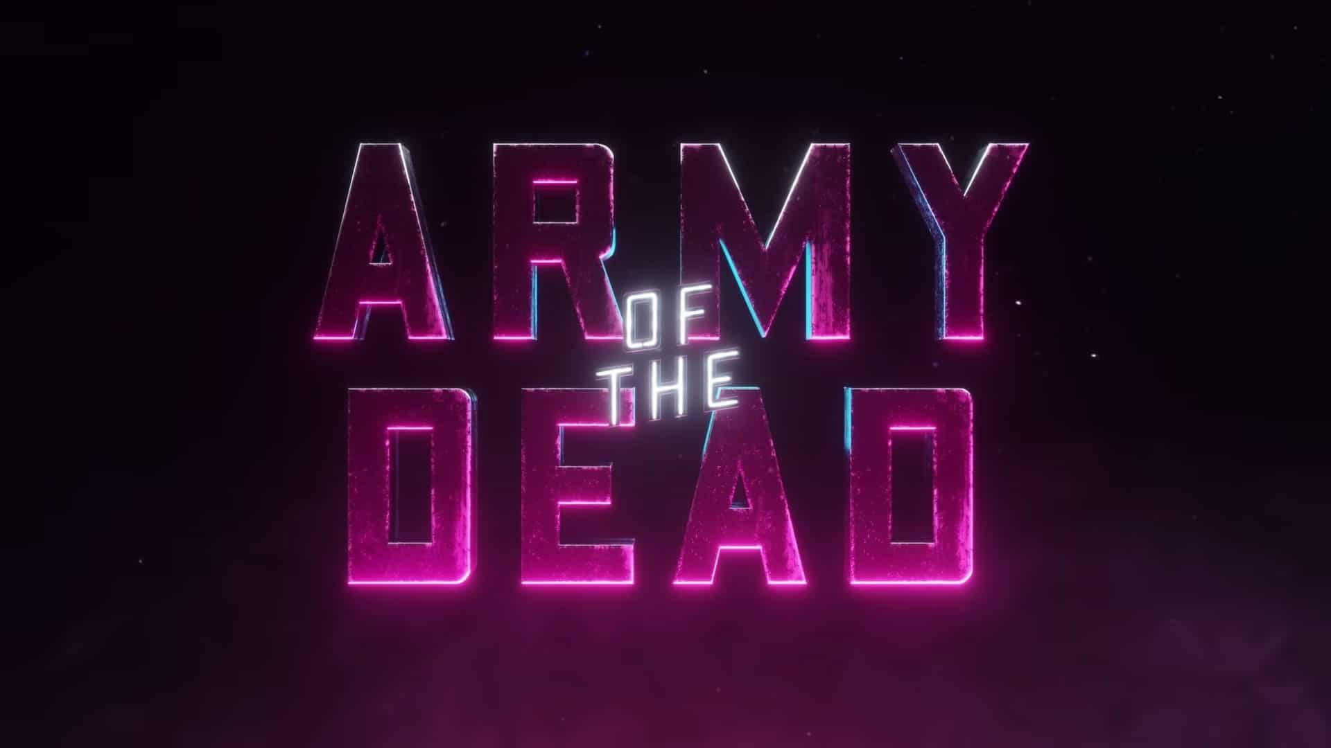 dead 桌布 壁紙 — 發光的粉紅色霓虹燈文字「ARMY OF THE DEAD」在黑暗的宇宙背景上，帶有微小的星星點綴。