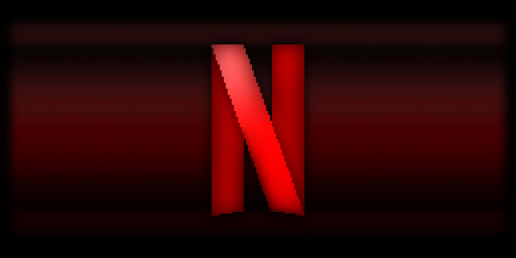 Netflix 桌布 壁紙 — 發光的紅色 Netflix 標誌在帶有柔和水平光條的深色漸變背景上格外突出。