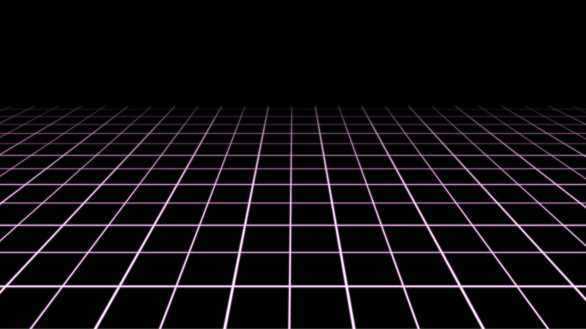 White Grid 桌布 壁紙 — 發光的紫色網格延伸至黑色虛空，喚起復古未來主義的數位空間。