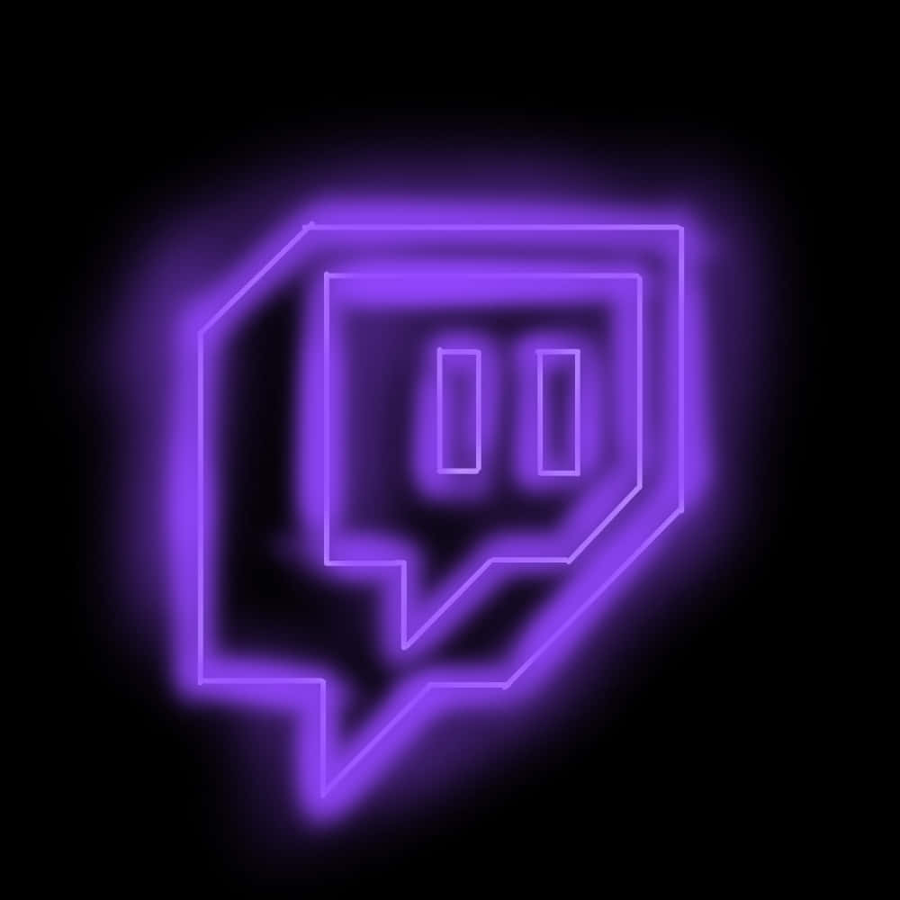 桌布 壁紙 — 發光的紫色霓虹Twitch標誌在黑色背景上脈動，帶有柔和的光暈。