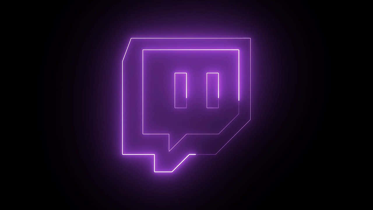 桌布 壁紙 — 發光的紫色霓虹燈 Twitch 標誌在深色漸變背景上脈動，帶有微妙的徑向光效。