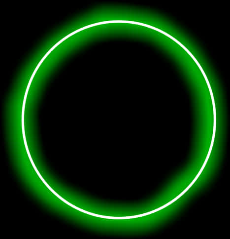 Circle Frame 桌布 壁紙 — 發光的綠色霓虹環在純黑色背景上柔和地發光，營造出極簡未來主義的光環效果。