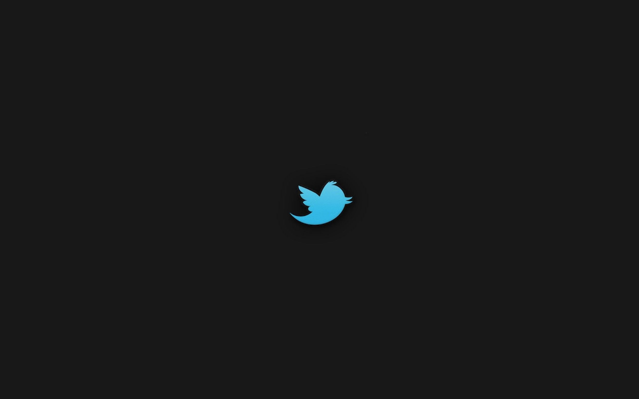 Twitter 桌布 壁紙 — 發光的藍色Twitter鳥標誌居中在純黑色背景上。