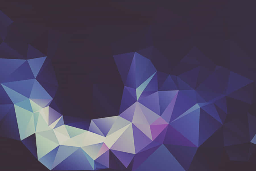 Minimalist HD Geometric Desktop 桌布 壁紙 — 發光的藍色和紫色三角形形成抽象幾何圖案，在深色背景上呈現流動波浪。