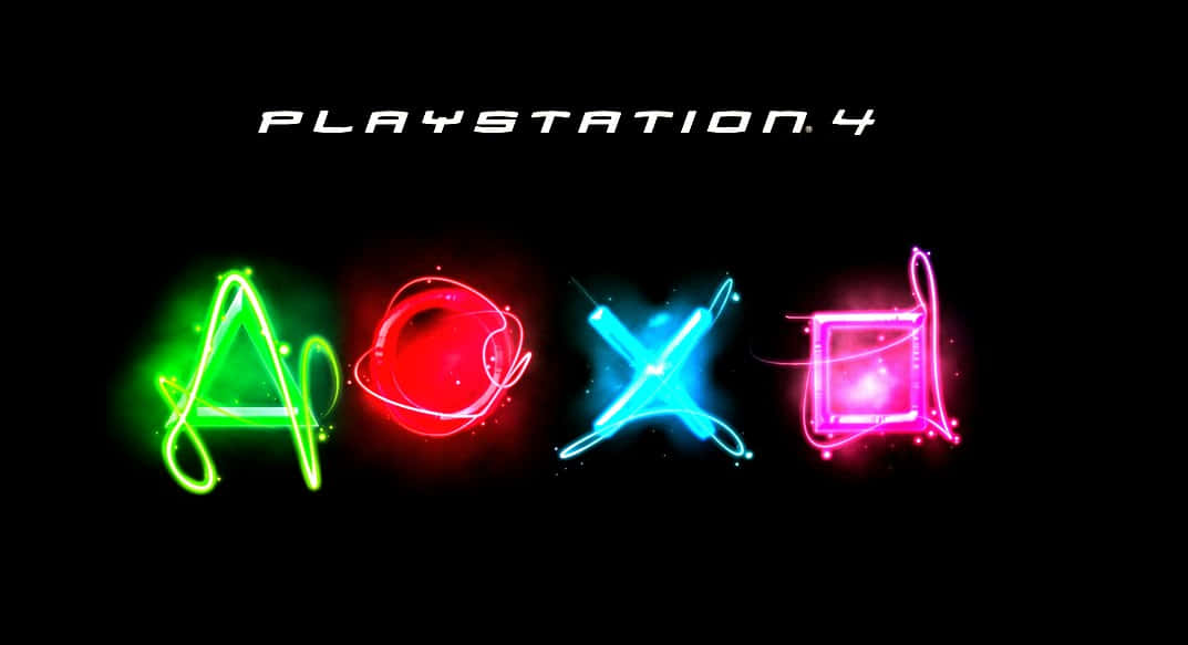 PlayStation 4 標誌，帶有綠色、紅色、藍色和粉紅色的發光符號。 — Ps4 壁紙