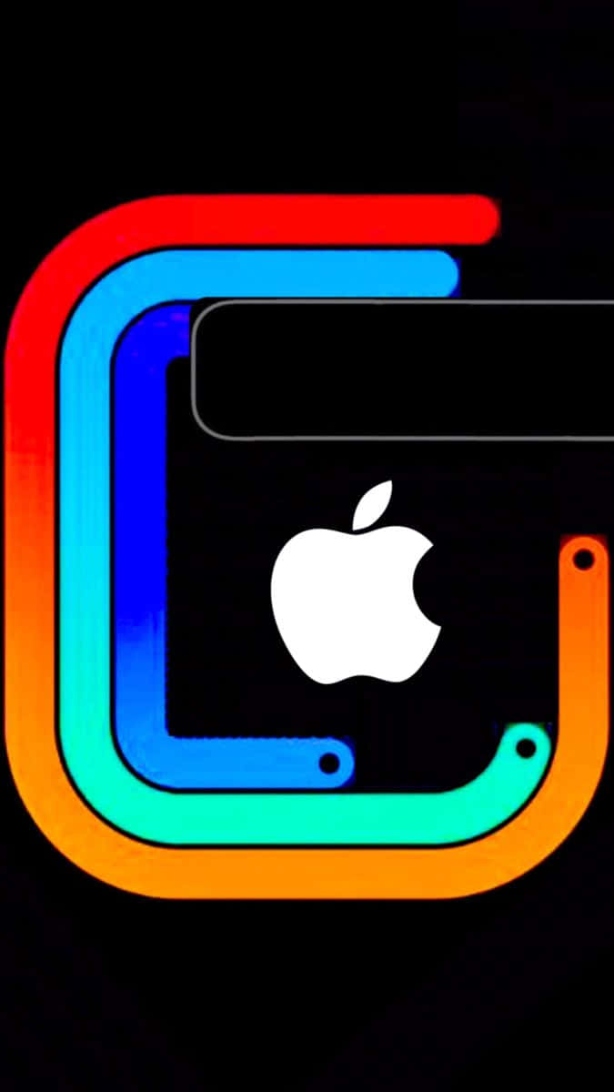 黑色背景上圍繞Apple標誌的霓虹漸變C框 — Apple Watch 動態 壁紙