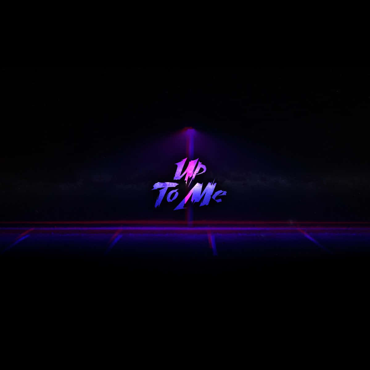 Aesthetic Grunge Neon Signs 桌布 壁紙 — 發光的霓虹紫色文字在帶有水平光線條的深色背景上顯示「Up To Me」。