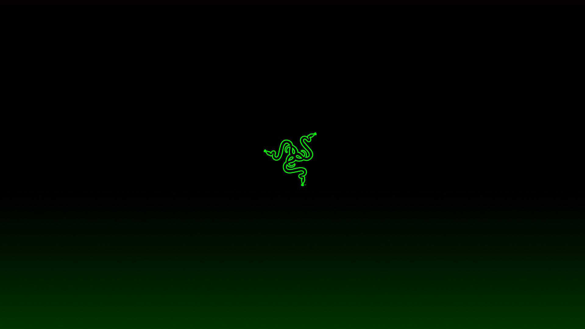 發光綠色Razer標誌在黑色到深綠色漸變背景上 — 雷蛇 GIF 壁紙