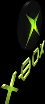 Xbox 桌布 壁紙 — 發光綠色Xbox標誌，帶有風格化的X符號和文字，黑色背景。