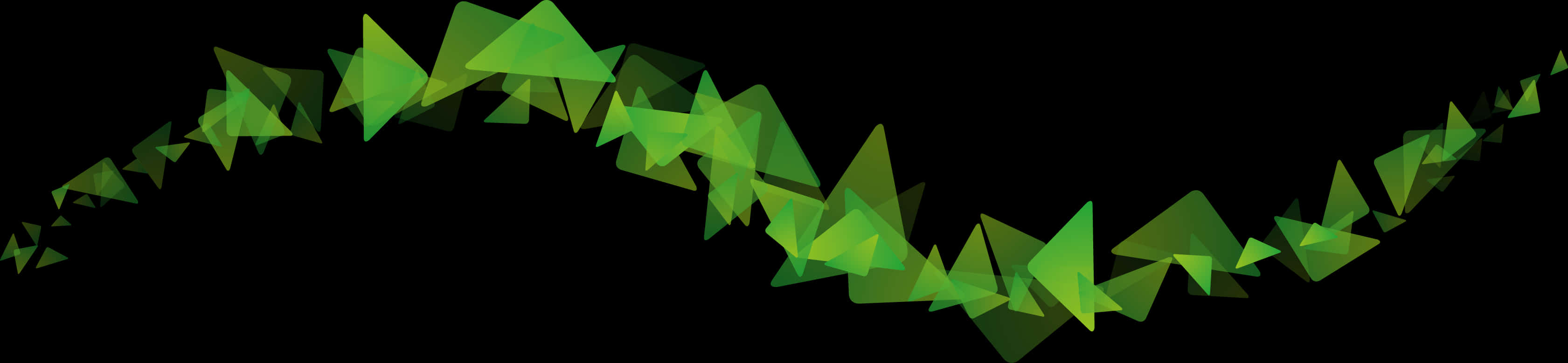 Graphics Design 桌布 壁紙 — 發光綠色三角形的動態波浪在黑色背景上以數位抽象圖案流動。