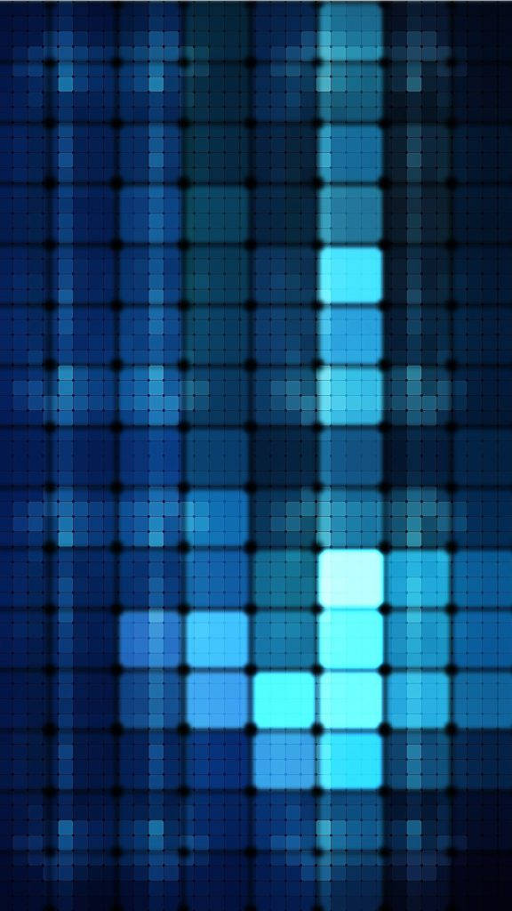 Blue iPhone 桌布 壁紙 — 發光藍色方塊的數位馬賽克，以垂直列排列，亮度各異，營造出未來主義的抽象圖案。