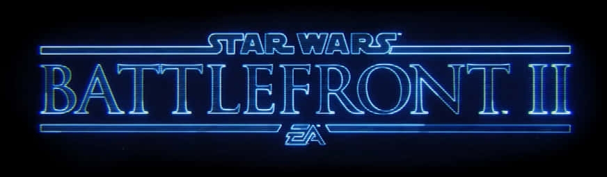 星際大戰 桌布 壁紙 — 發光藍色霓虹燈 Star Wars Battlefront II 標題標誌，背景為黑色。