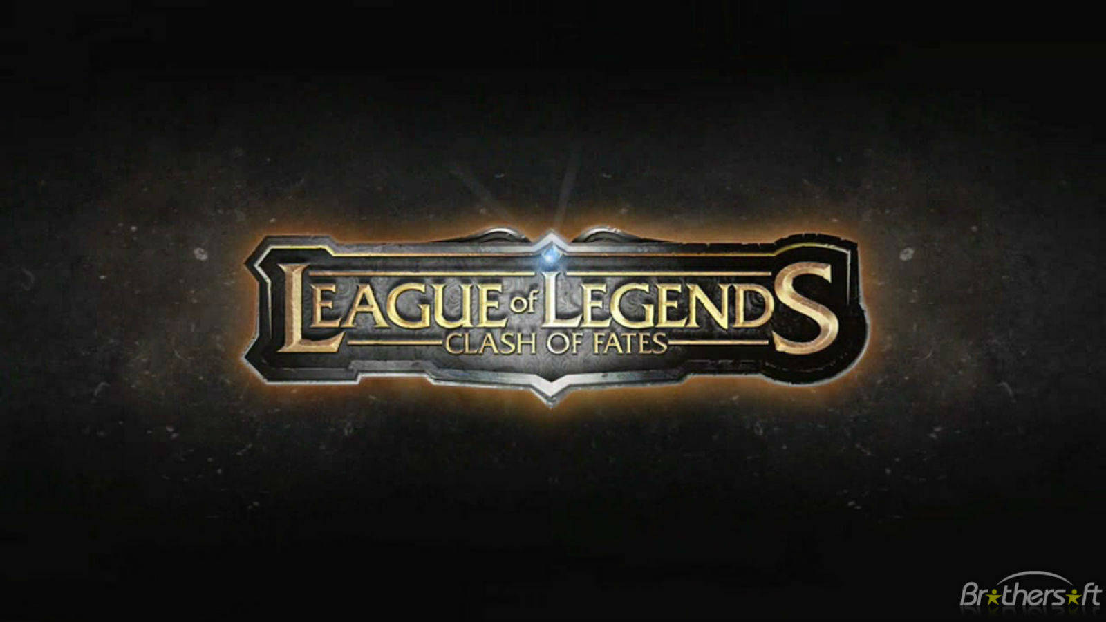 高清 桌布 壁紙 — 發光金色League of Legends Clash of Fates標誌，帶有金屬邊緣，背景為深色紋理。
