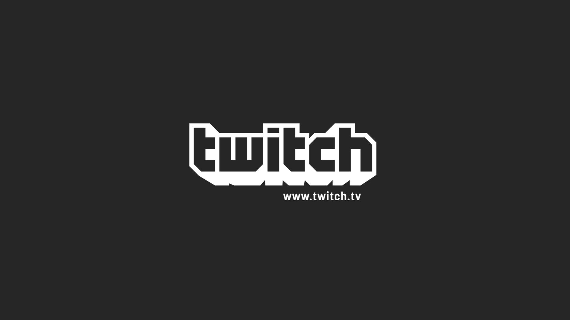 Twitch 桌布 壁紙 — 白色 Twitch 標誌和網站文字居中在純黑色背景上。