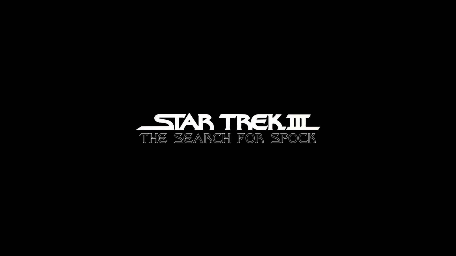 Spock 桌布 壁紙 — 白色《星際爭霸戰III》標題標誌居中於純黑色背景上。