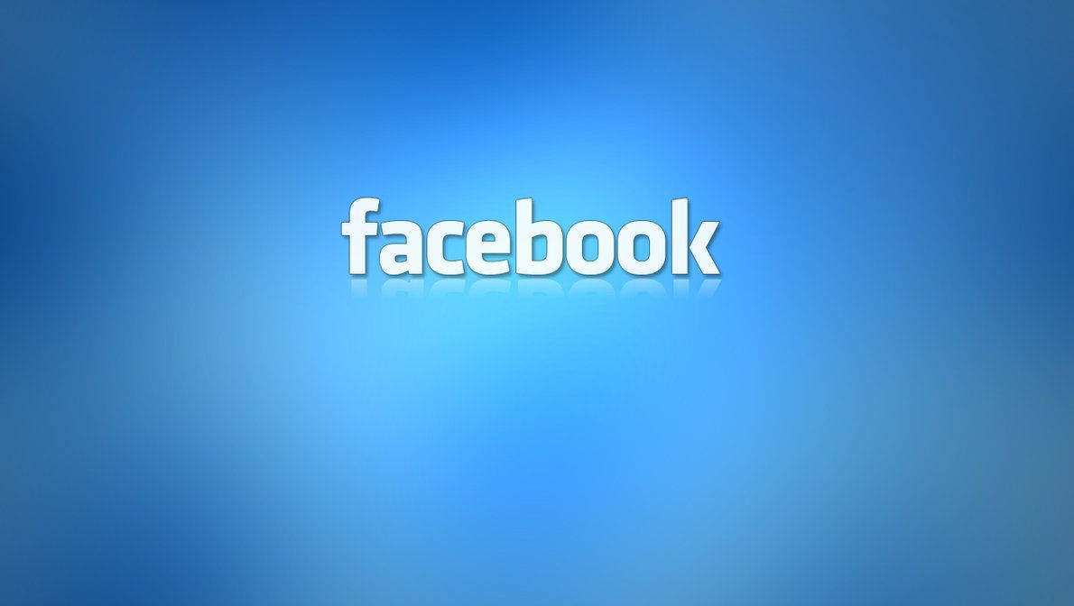 Facebook 桌布 壁紙 — 白色3D字母facebook一詞居中於柔和的漸變藍色背景上。