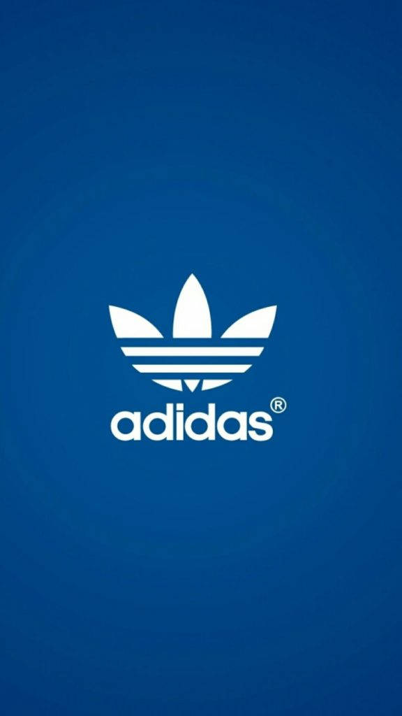 adidas iPhone 桌布 壁紙 — 白色adidas三葉草標誌居中於帶有微妙漸變的純藍色背景上。