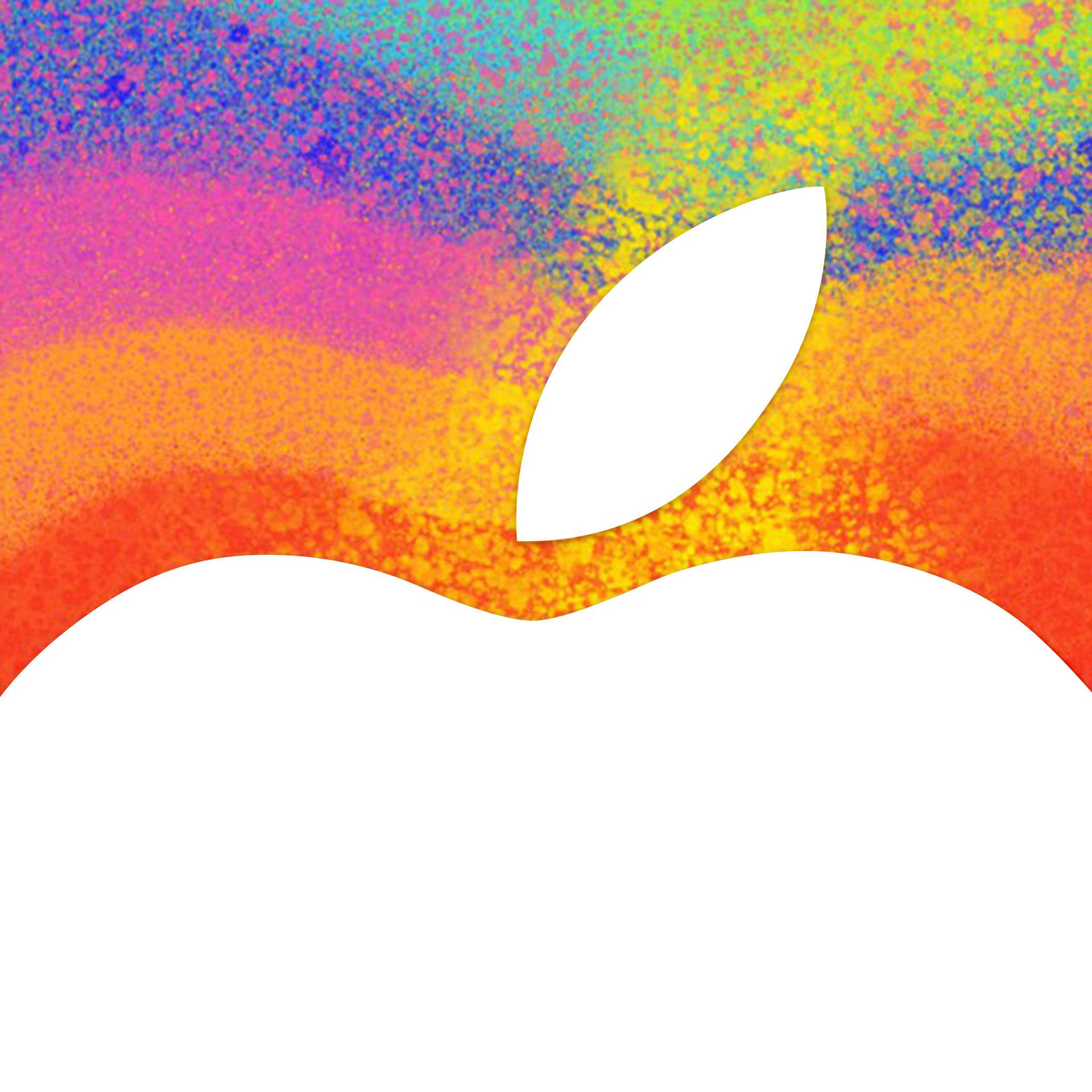彩色斑點漸變背景上的白色Apple標誌。 — iPad mini 動態圖片 壁紙