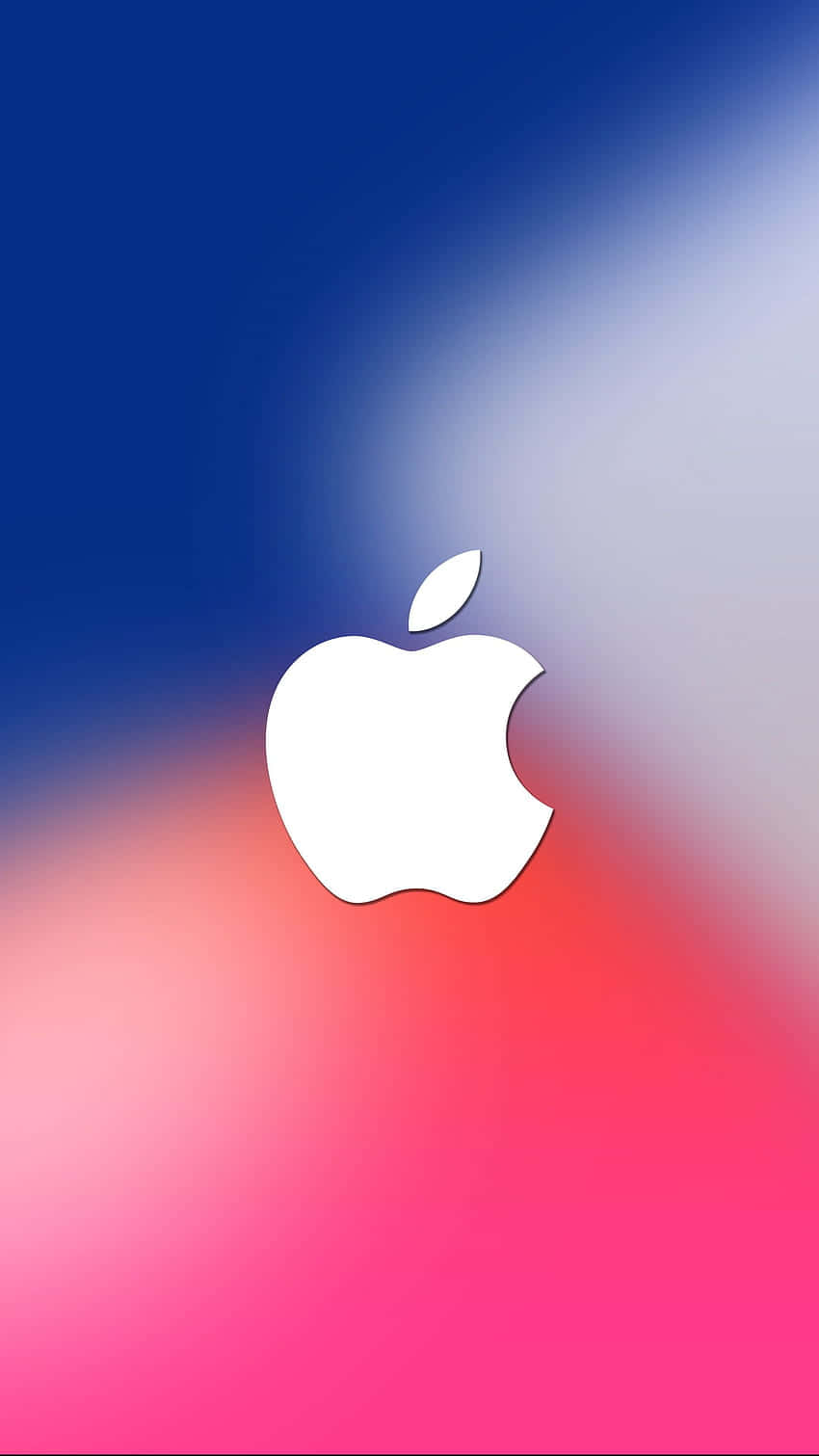 手機 桌布 壁紙 — 白色Apple標誌居中於從藍色到粉紅色的漸變背景上。