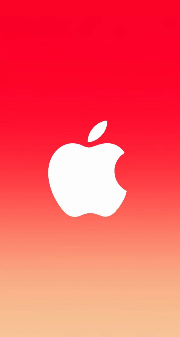 漸層 桌布 壁紙 — 白色Apple標誌居中於紅色到橙色的漸變背景上。