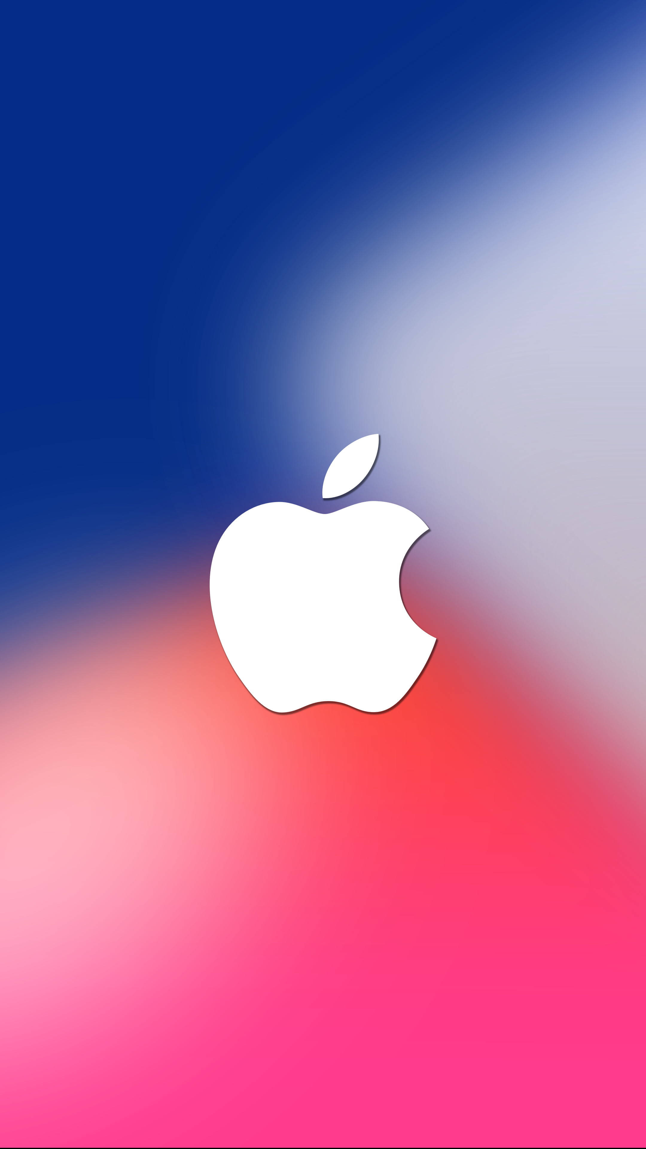 白色 桌布 壁紙 — 白色Apple標誌居中於藍色到粉紅色漸變背景上。