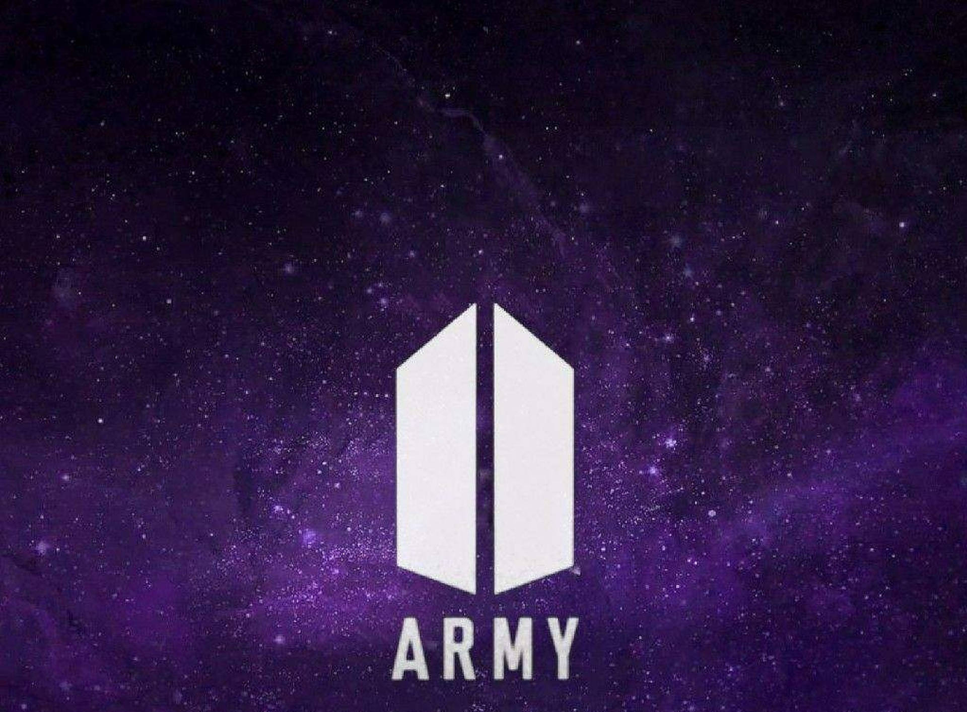 BTS ARMY標誌在紫色星空太空背景上。 — BTS ARMY GIF 壁紙