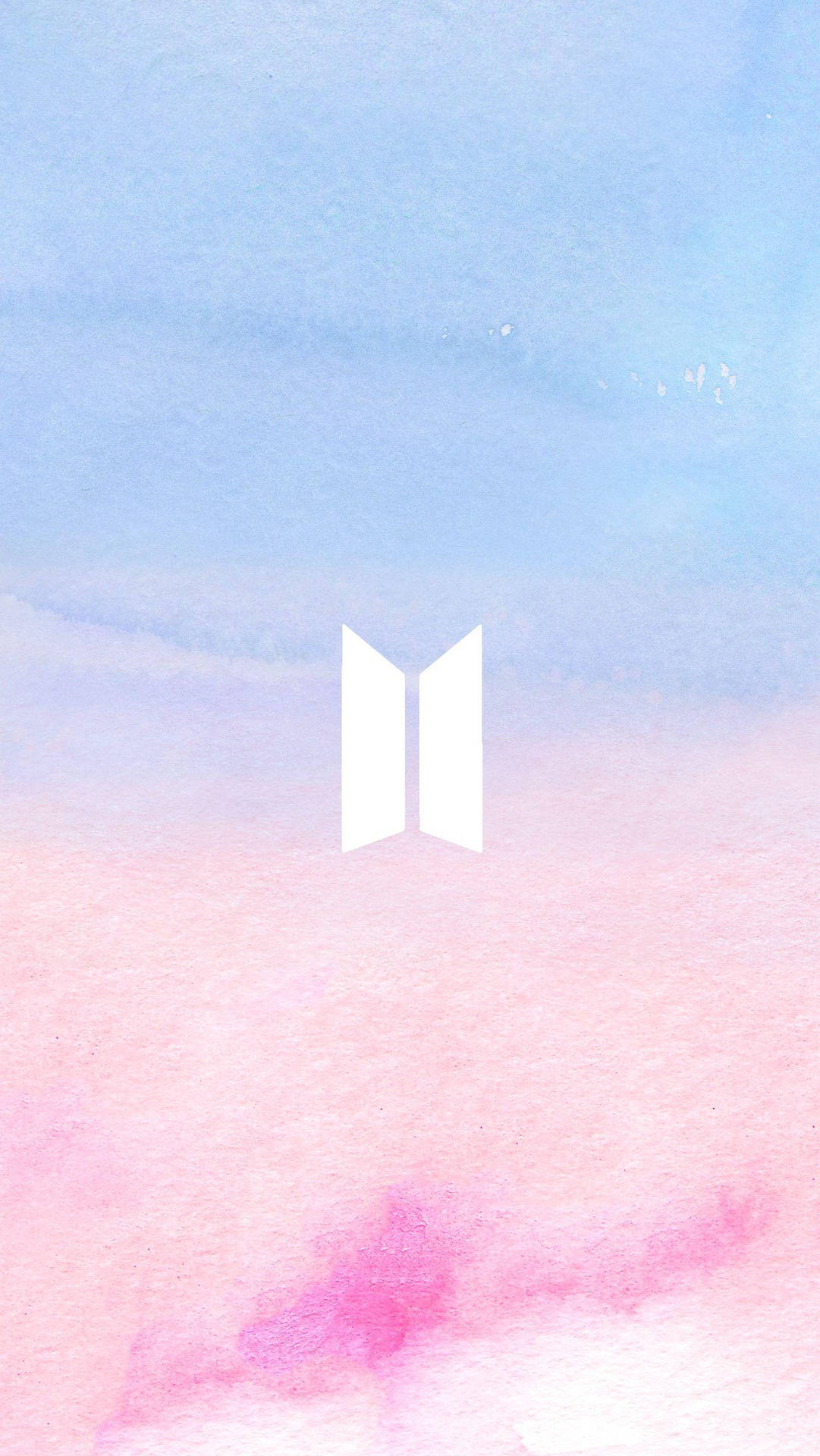 BTS標誌在粉彩藍色和粉紅色水彩背景上。 — BTS標誌 壁紙