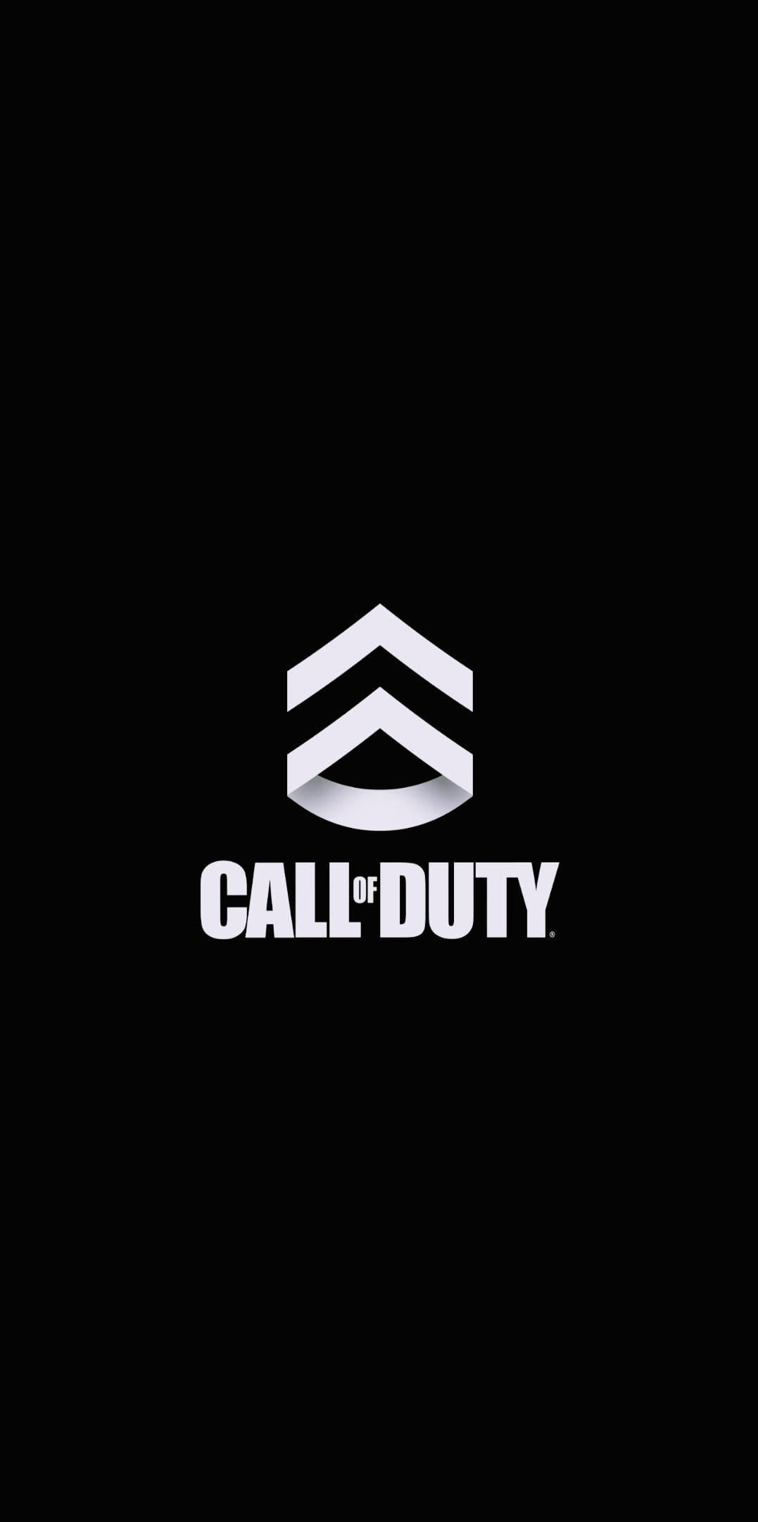 Gaming Logos 桌布 壁紙 — 白色Call of Duty標誌居中於純黑色背景上，設計簡潔極簡。