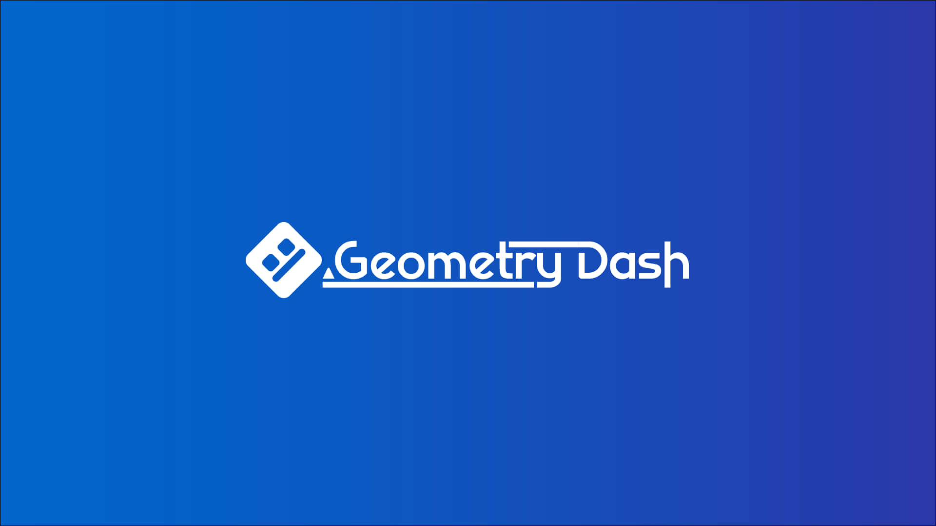 Geometry Dash 桌布 壁紙 — 白色Geometry Dash標誌居中於漸變藍色背景上。