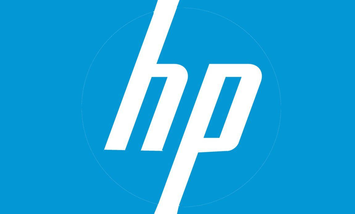 HP 桌布 壁紙 — 白色HP標誌居中於純藍色背景上，帶有微妙的圓形輪廓。