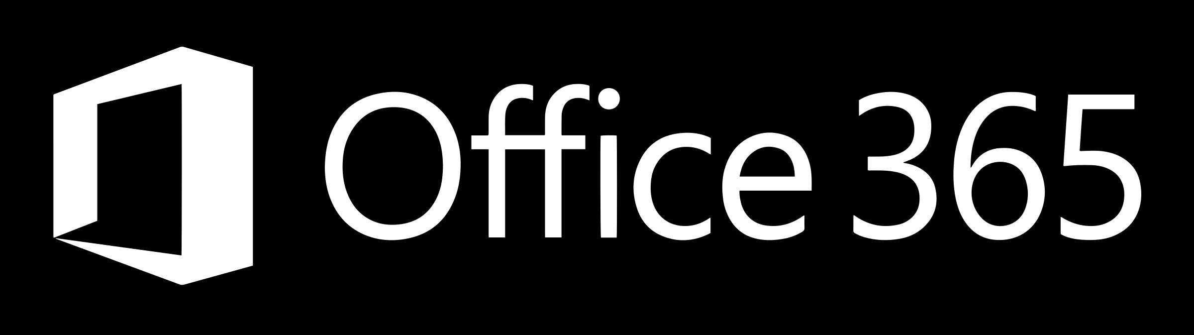 Office 365 桌布 壁紙 — 白色Microsoft Office 365標誌在純黑色背景上，極簡企業品牌形象。