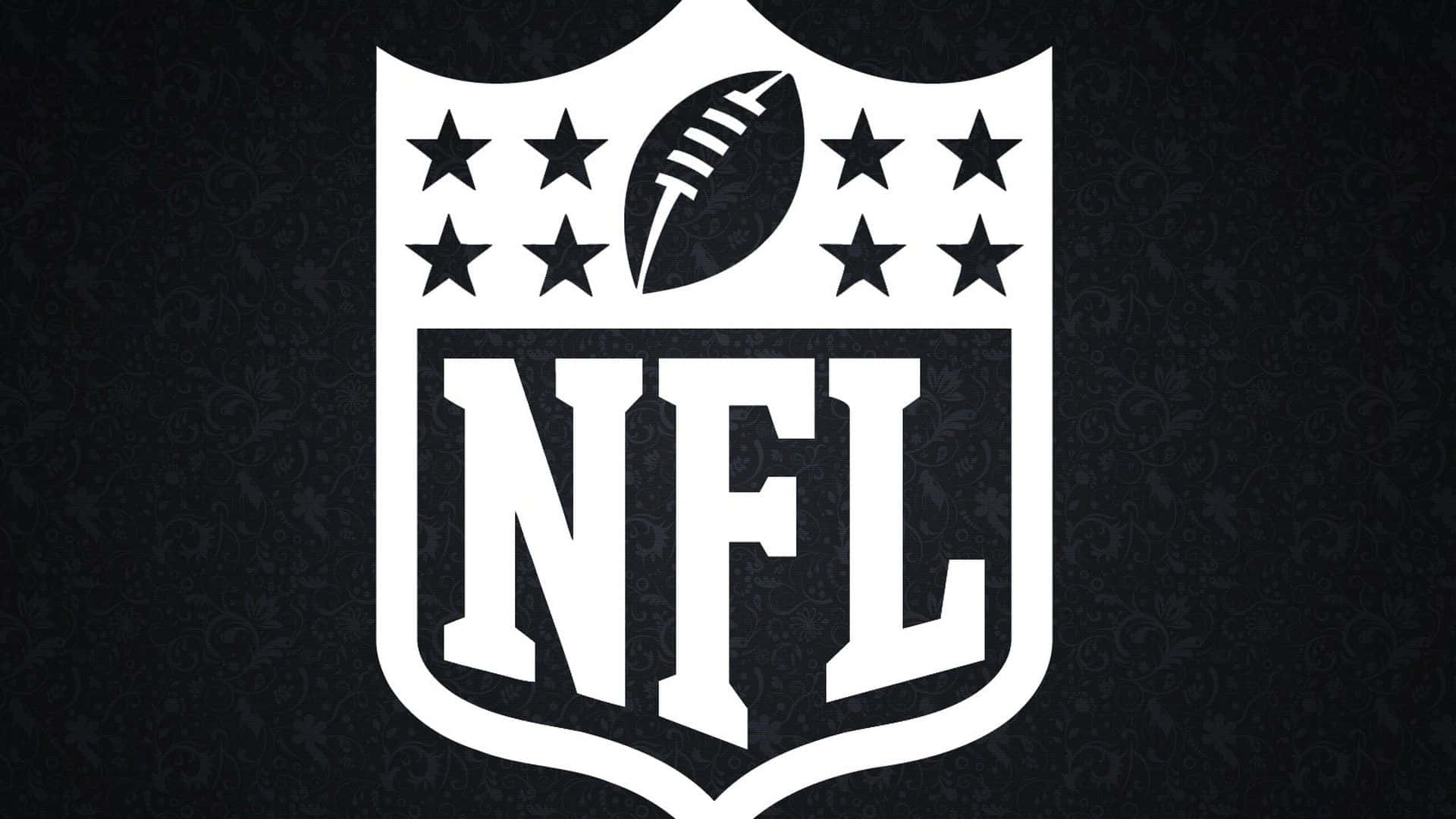NFL 桌布 壁紙 — 白色NFL盾牌標誌，星星和足球居中在深色紋理背景上。