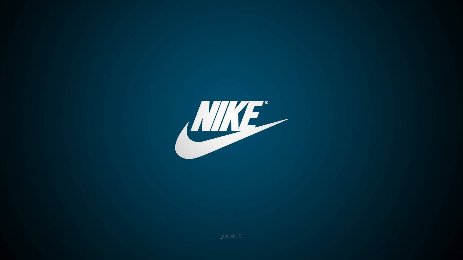 品牌 桌布 壁紙 — 白色Nike勾勾標誌居中於漸變藍色背景上，下方有「just do it」文字。
