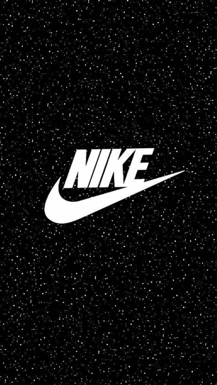 Nike iPhone 桌布 壁紙 — 白色Nike標誌居中於黑色斑點背景上，宛如星空。