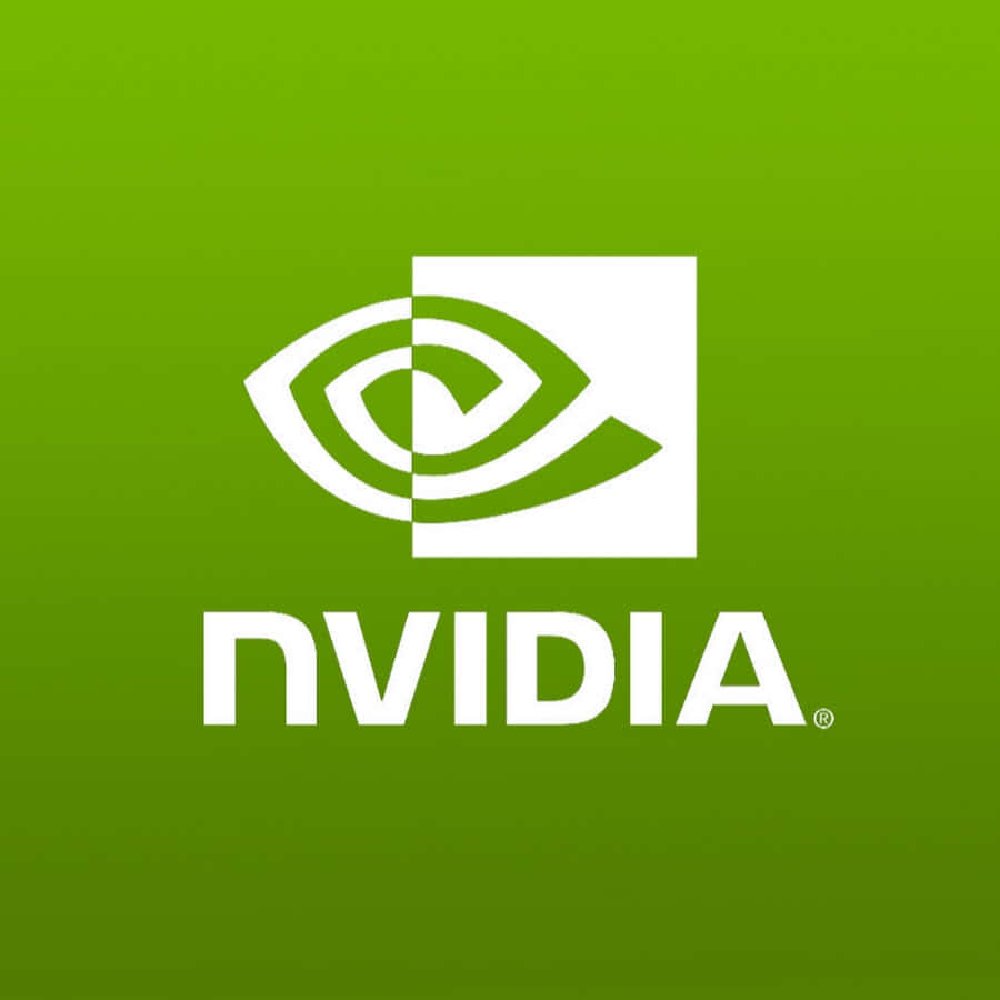 nvidia 桌布 壁紙 — 白色NVIDIA標誌，帶有風格化眼睛和文字，居中在鮮豔的綠色漸變背景上。