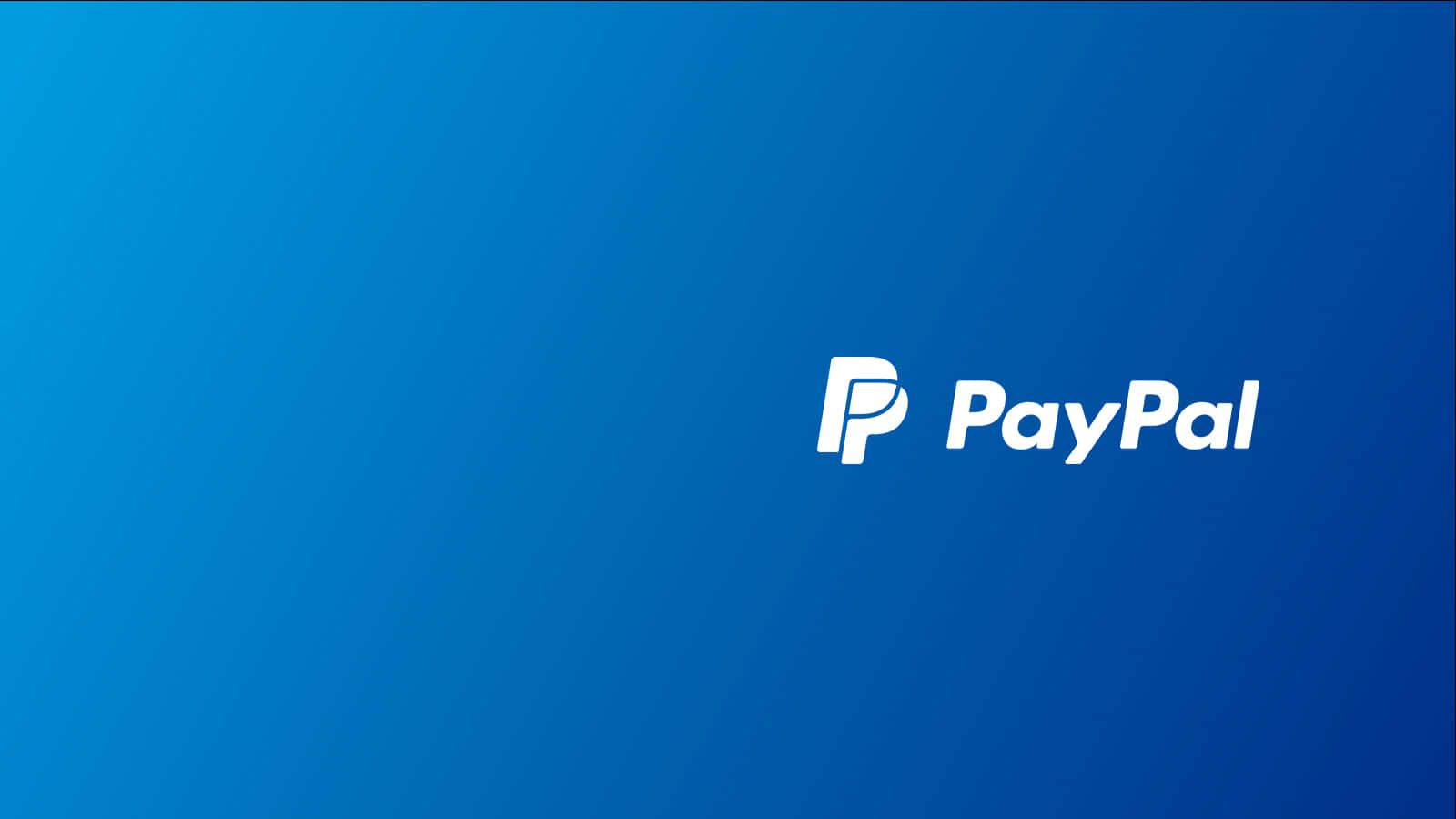 PayPal 桌布 壁紙 — 白色PayPal標誌居中於漸變藍色背景上。