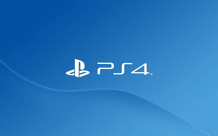 PlayStation 桌布 壁紙 — 白色PlayStation 4標誌居中於漸層藍色背景上，帶有微妙的彎曲光效。