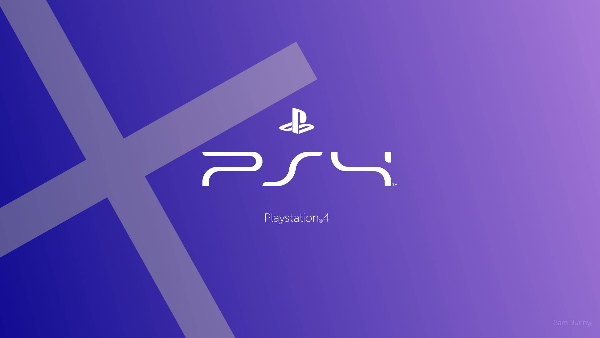 PlayStation 4標誌在紫色漸變背景上，帶有幾何十字。 — Ps4 壁紙