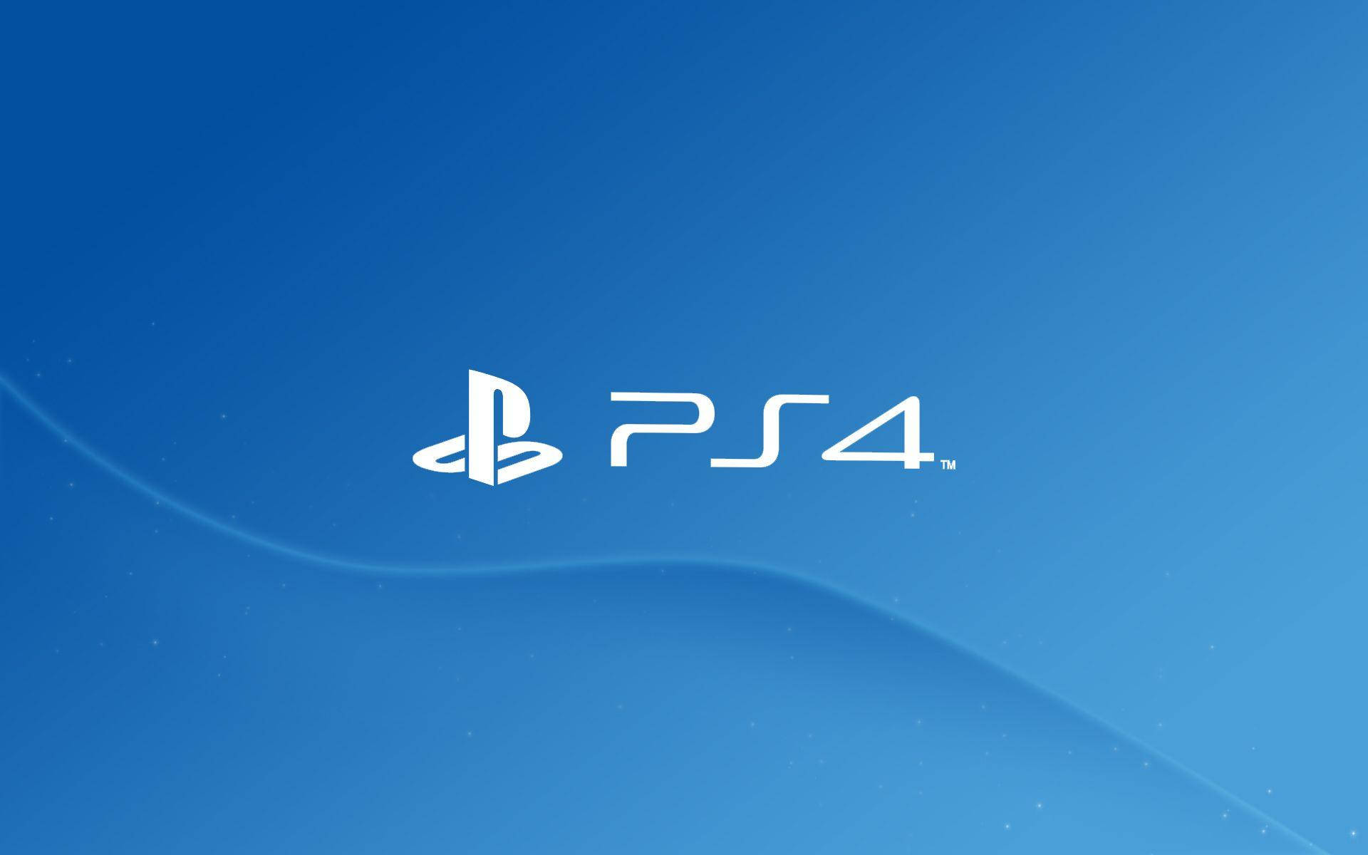 PlayStation 4標誌在藍色漸變背景上，帶有波浪和粒子效果。 — Ps4 壁紙
