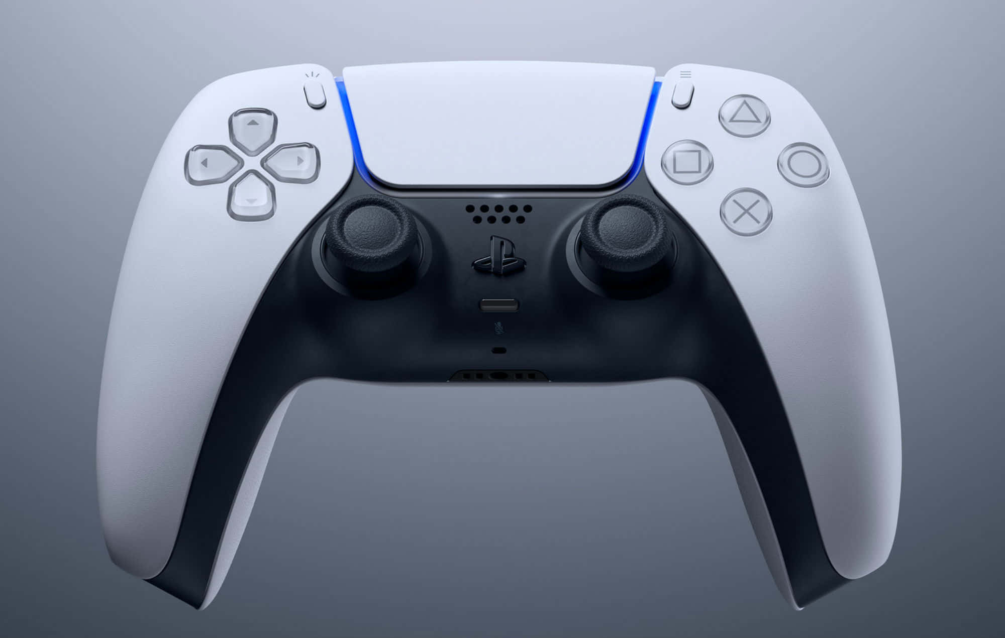 白色PlayStation手把，按鍵清晰可見 壁紙