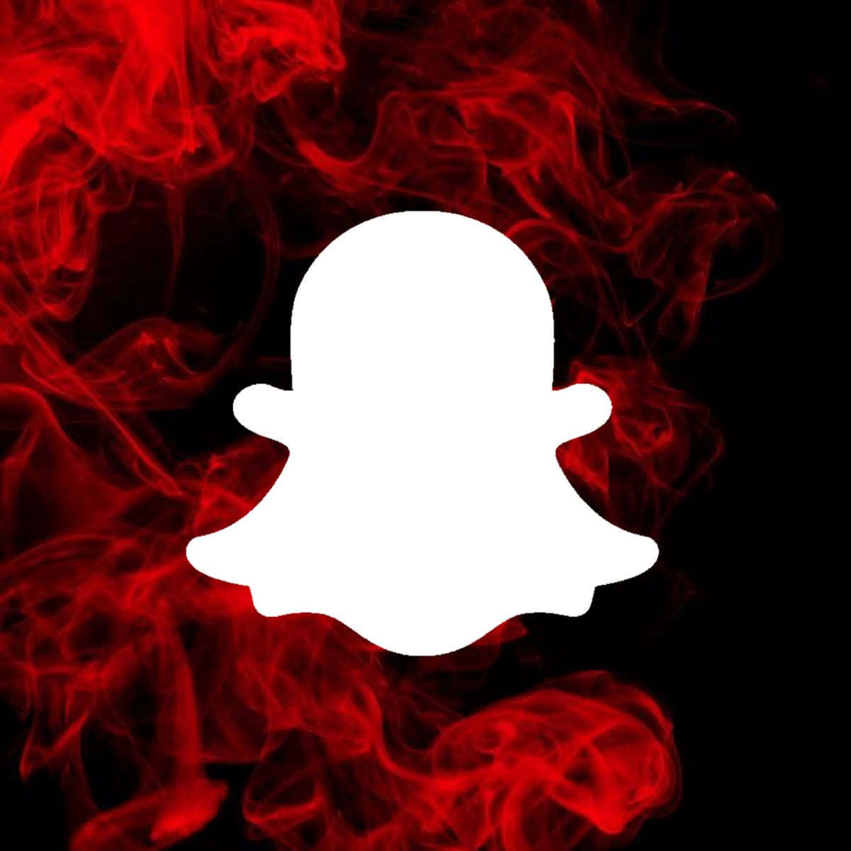 snap 桌布 壁紙 — 白色Snapchat鬼魂標誌從旋轉的紅色煙霧中浮現，背景為黑色。