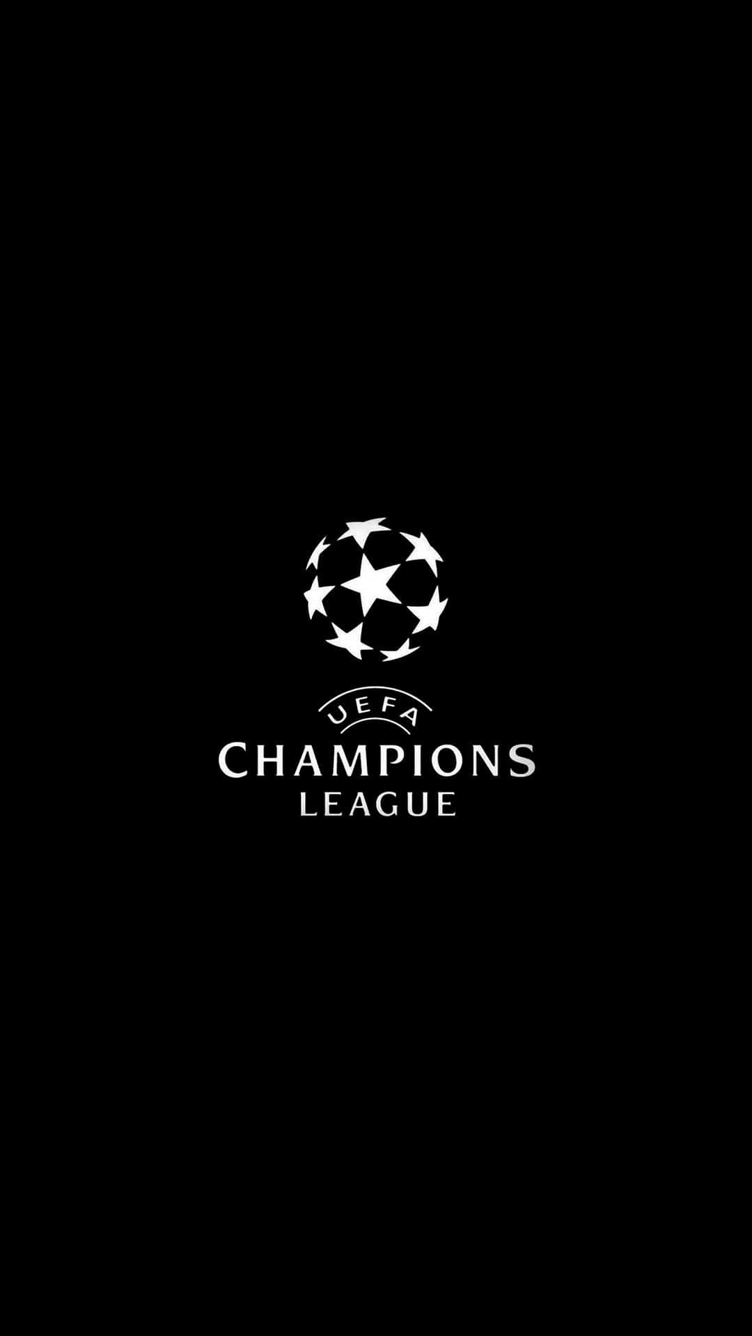 運動 桌布 壁紙 — 白色UEFA歐冠聯賽標誌居中於純黑色背景上。