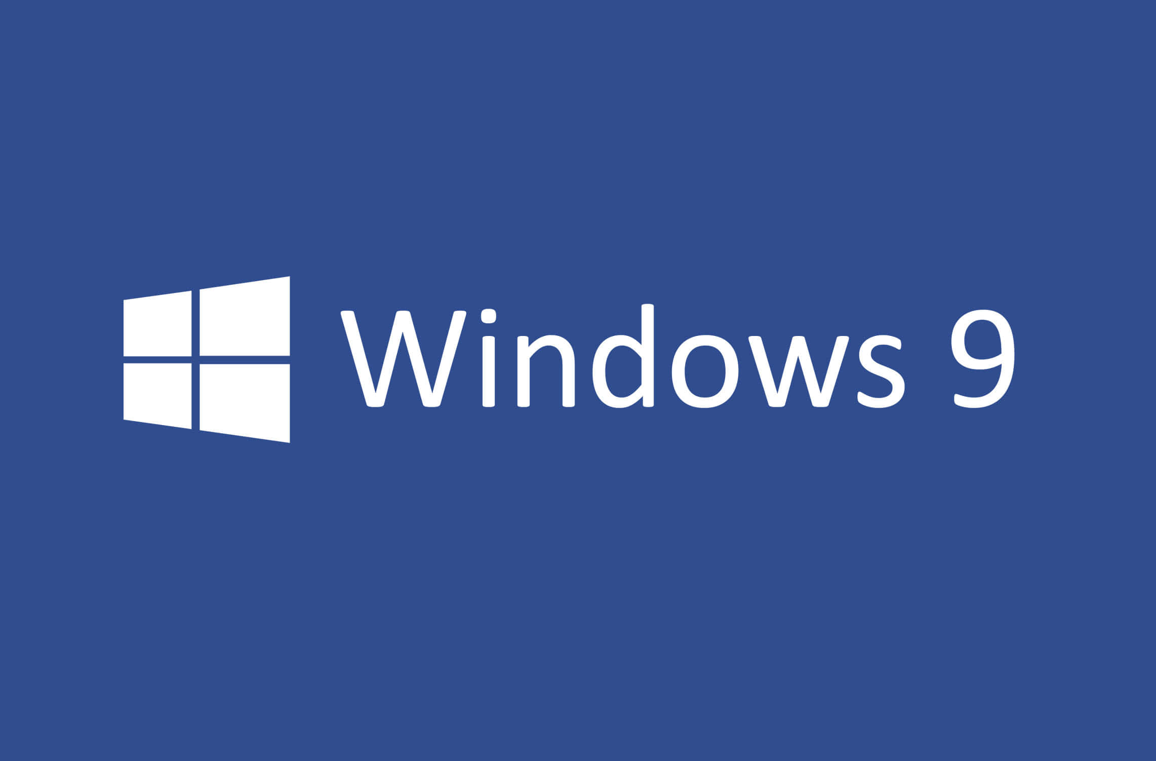 Windows Logo 桌布 壁紙 — 白色Windows 9標誌在純藍色背景上極簡科技品牌。