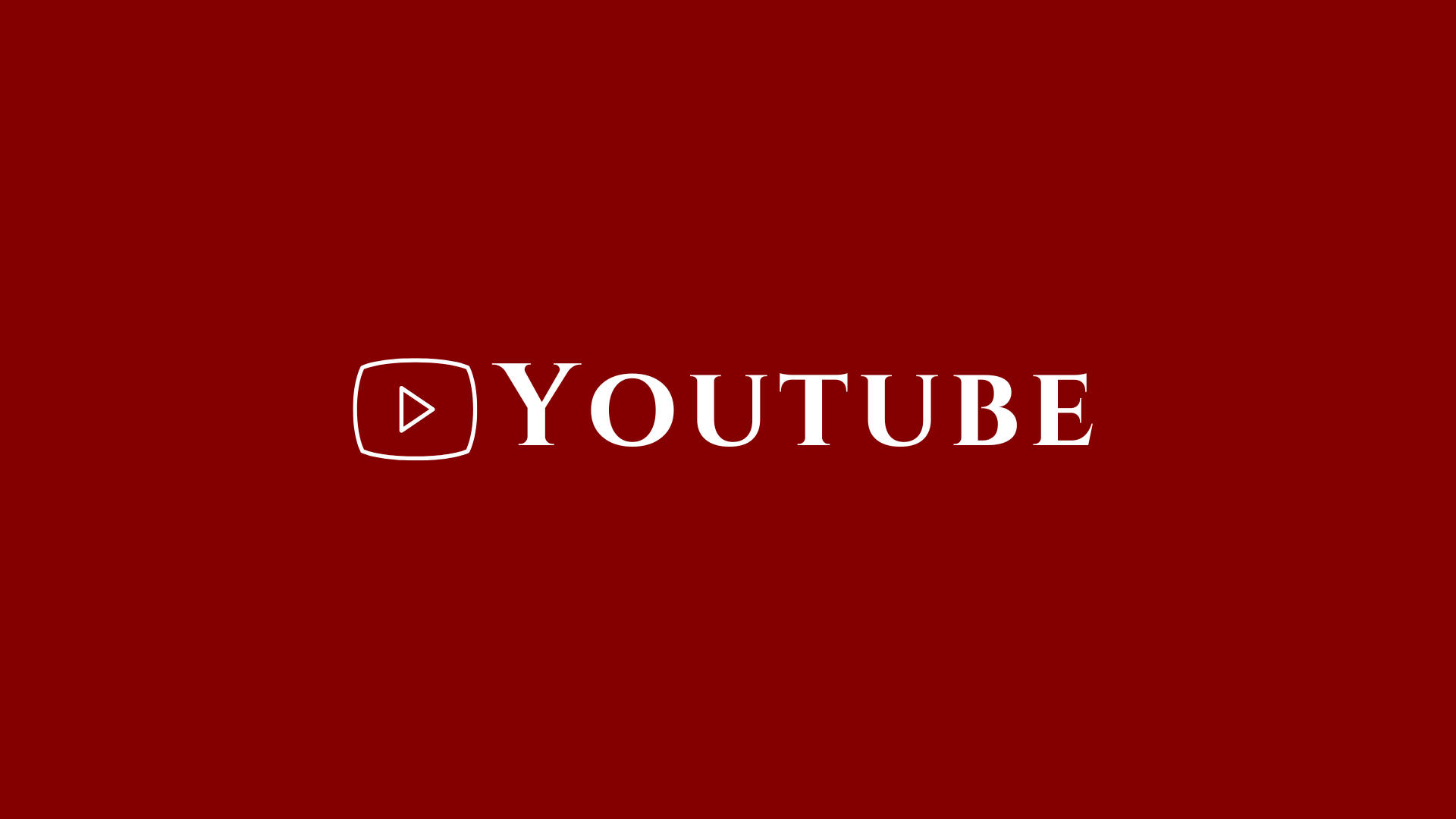 YouTube 標誌 桌布 壁紙 — 白色YouTube標誌居中在純深紅色背景上。